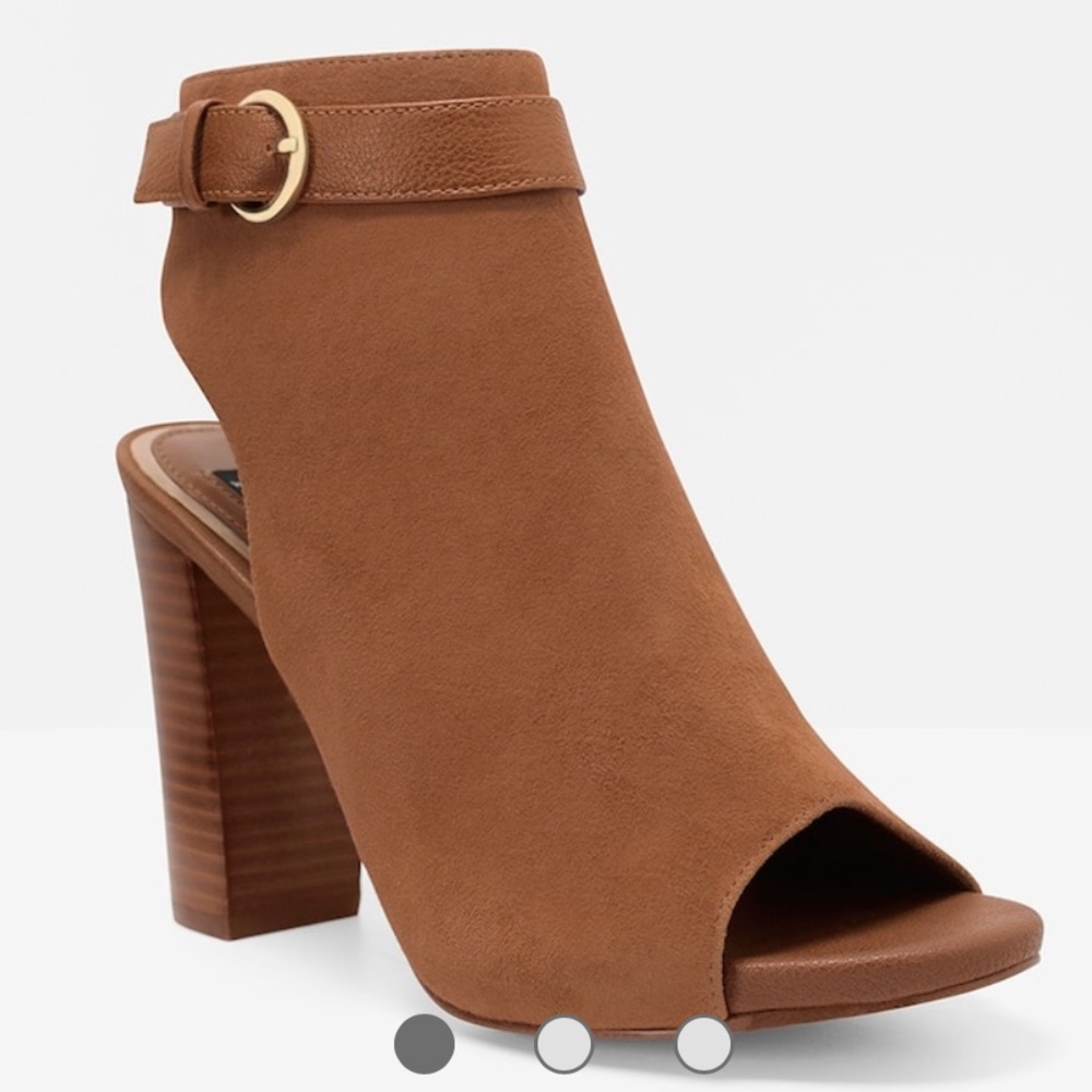 White House Black Market Brown Suede Buckle Booties
